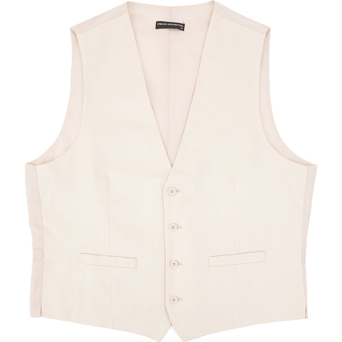 French Connection Mens Stone Slim Fit Linen Suit Waistcoat