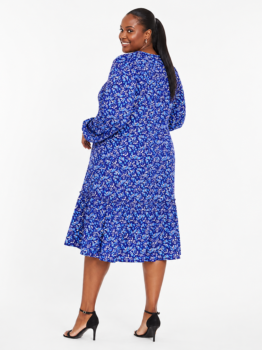 In The Style Plus Womens X Jac Jossa Midi Smock Dress in Blue Floral