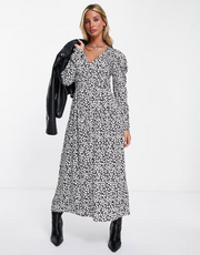 Mango Womens Midi Dress In Mono Print
