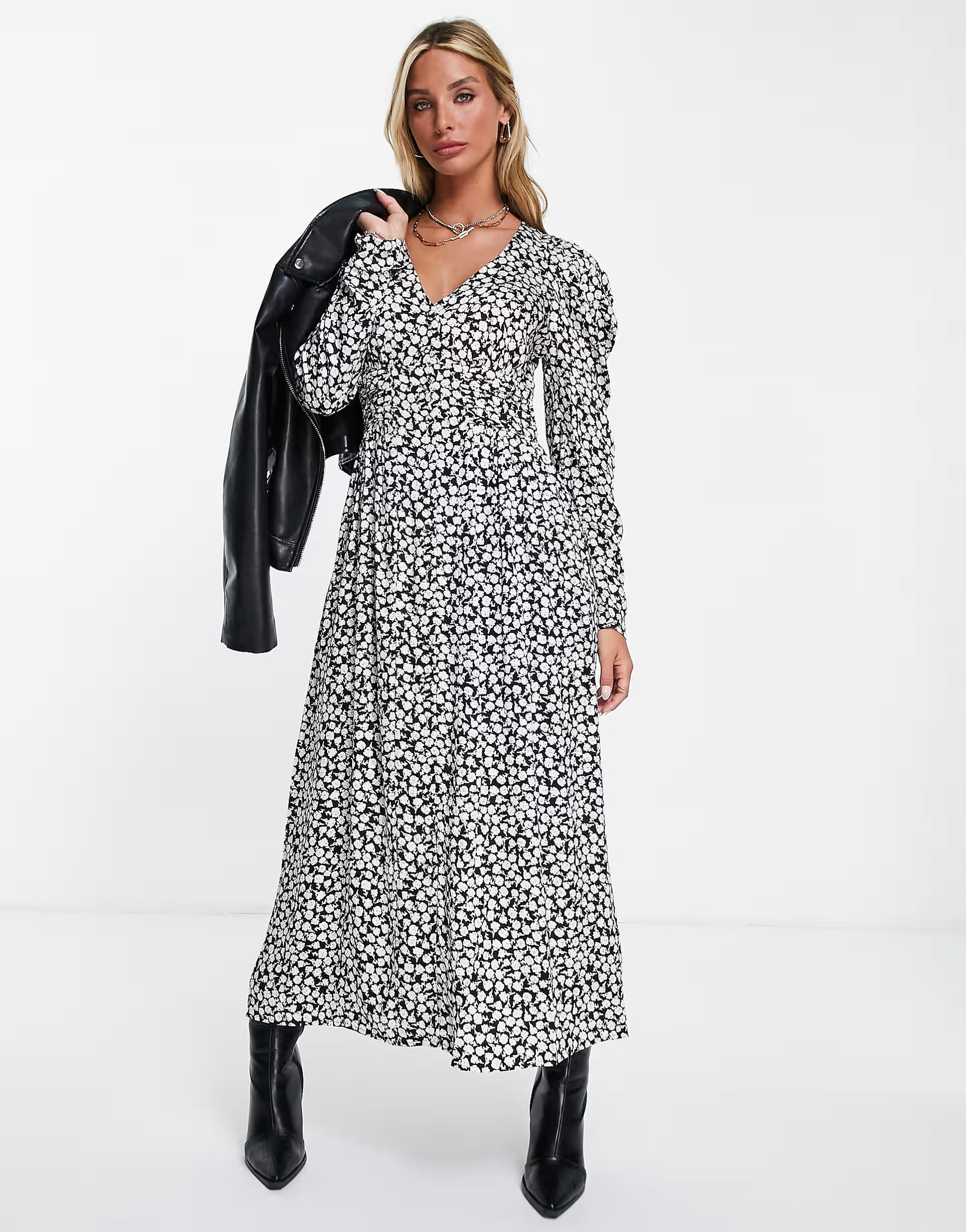 Mango Womens Midi Dress In Mono Print