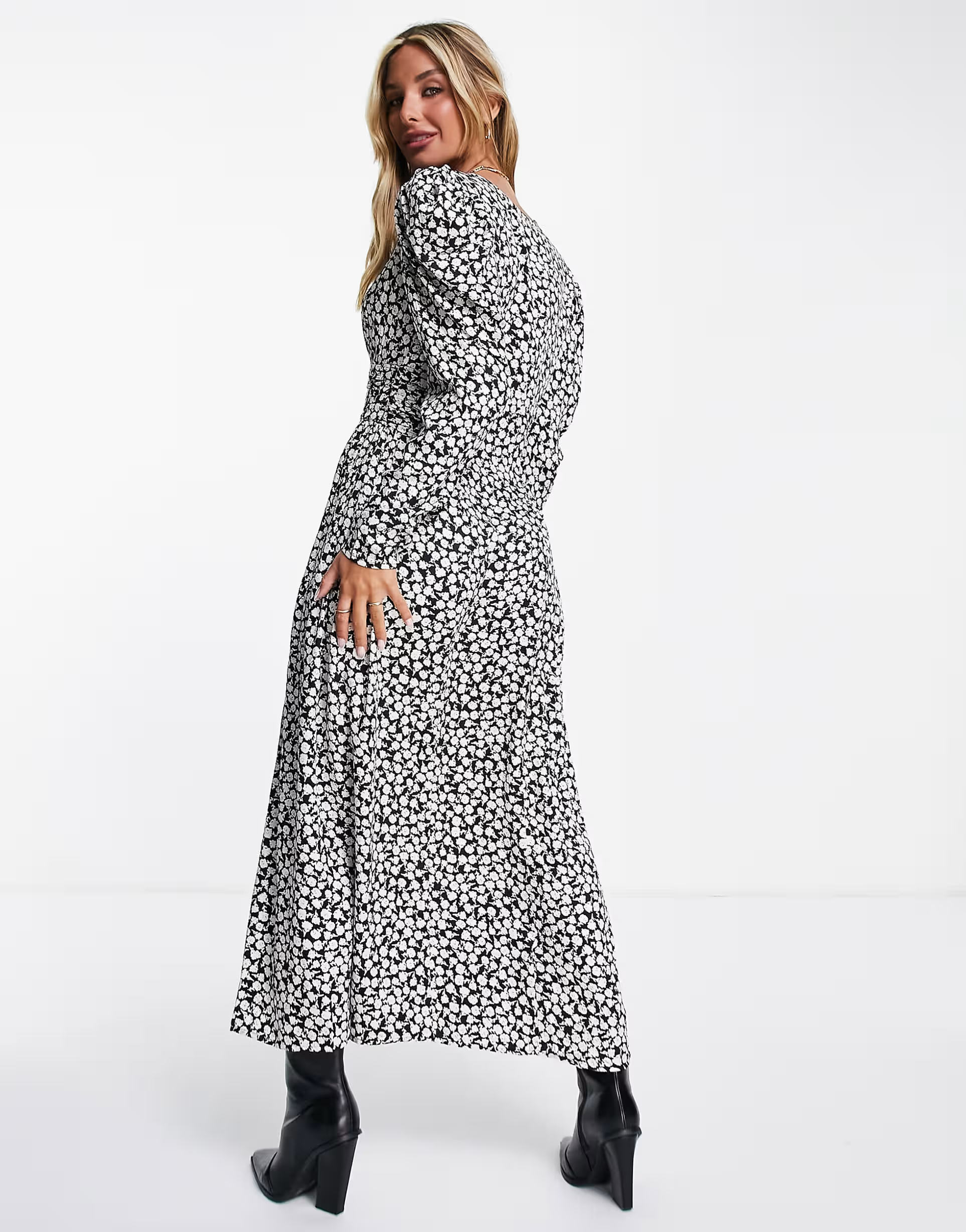 Mango Womens Midi Dress In Mono Print