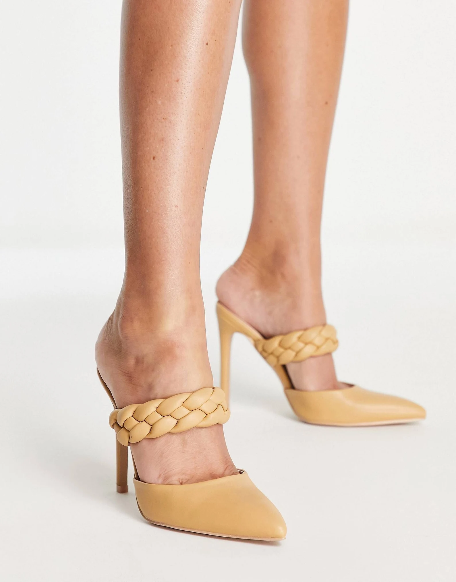 Raid Womens Alessi Plait Strap Heel Shoes in Camel