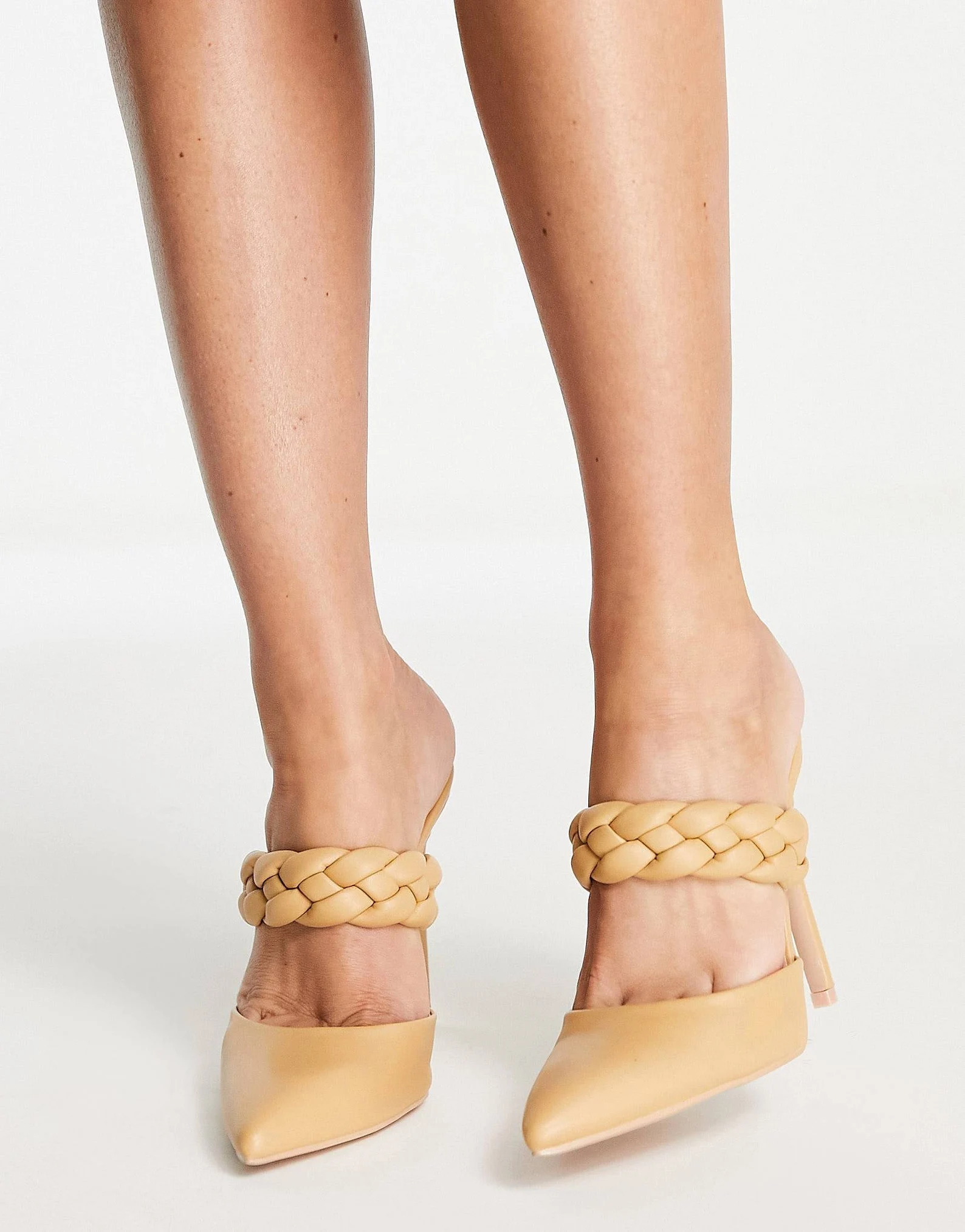 Raid Womens Alessi Plait Strap Heel Shoes in Camel