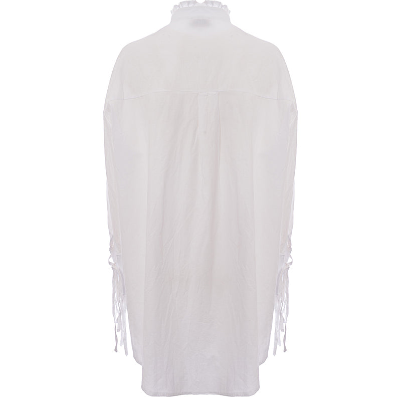 In The Style X Dani Dyer Womens Ruched Tie Sleeve Shirt In White