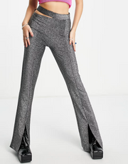 House of Holland Womens Cut-Out Glittery Flared In Black