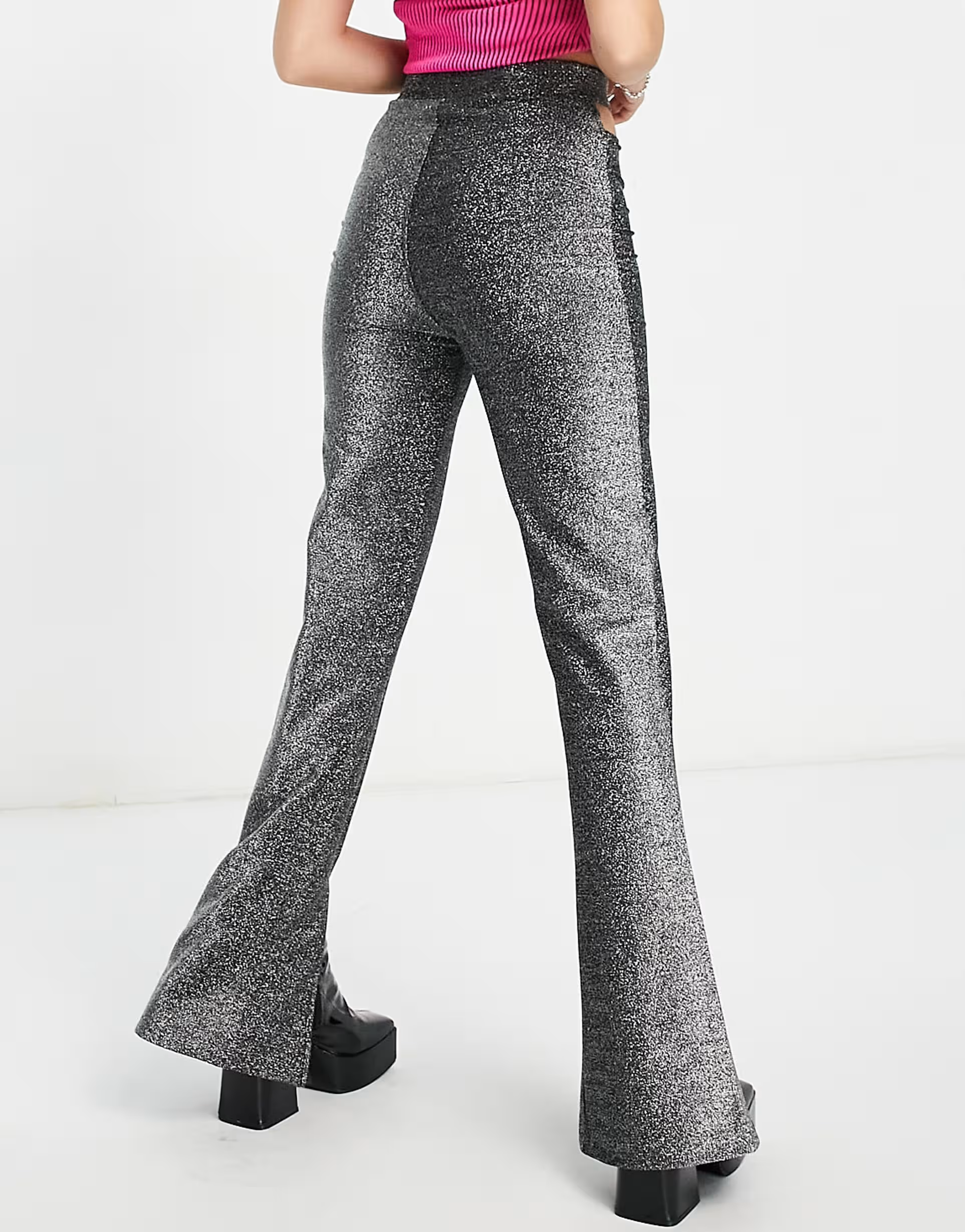 House of Holland Womens Cut-Out Glittery Flared In Black