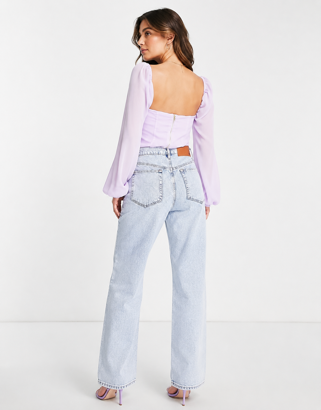 Saint Genies Womens Corset Detail Crop Top in Lavender