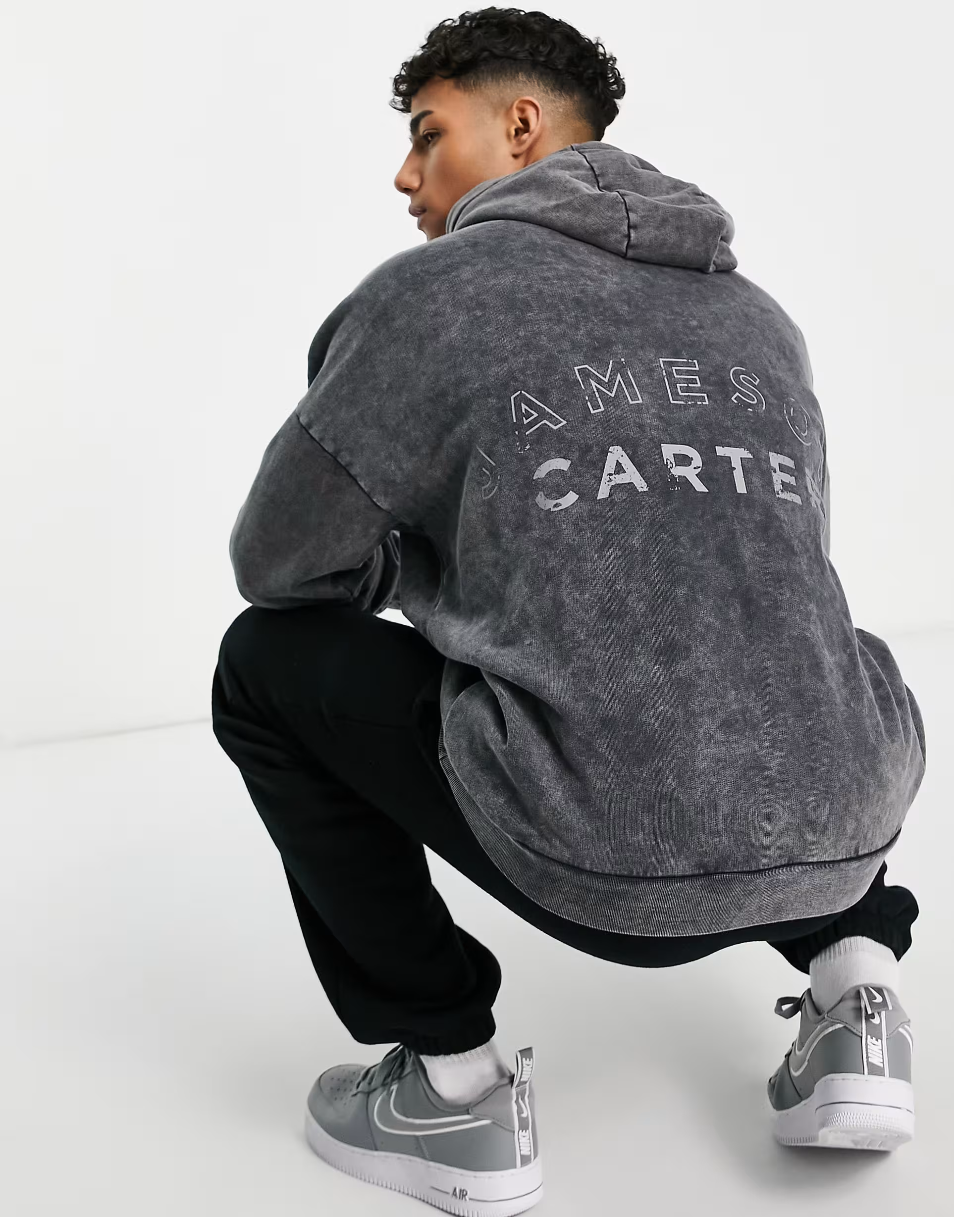 Jameson Carter Mens Arny Hoodie in Black Acid