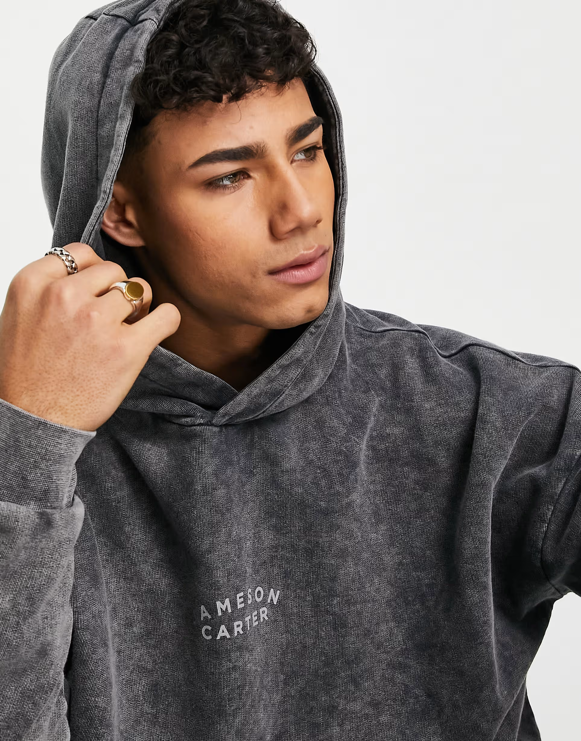 Jameson Carter Mens Arny Hoodie in Black Acid