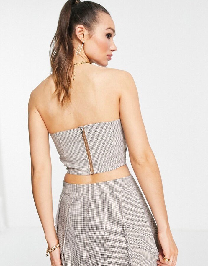 Extro & Vert Womens Structured Corset Top In Check
