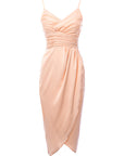 Little Mistress Women's Peach Satin Wrap Dress