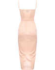 Little Mistress Women's Peach Satin Wrap Dress