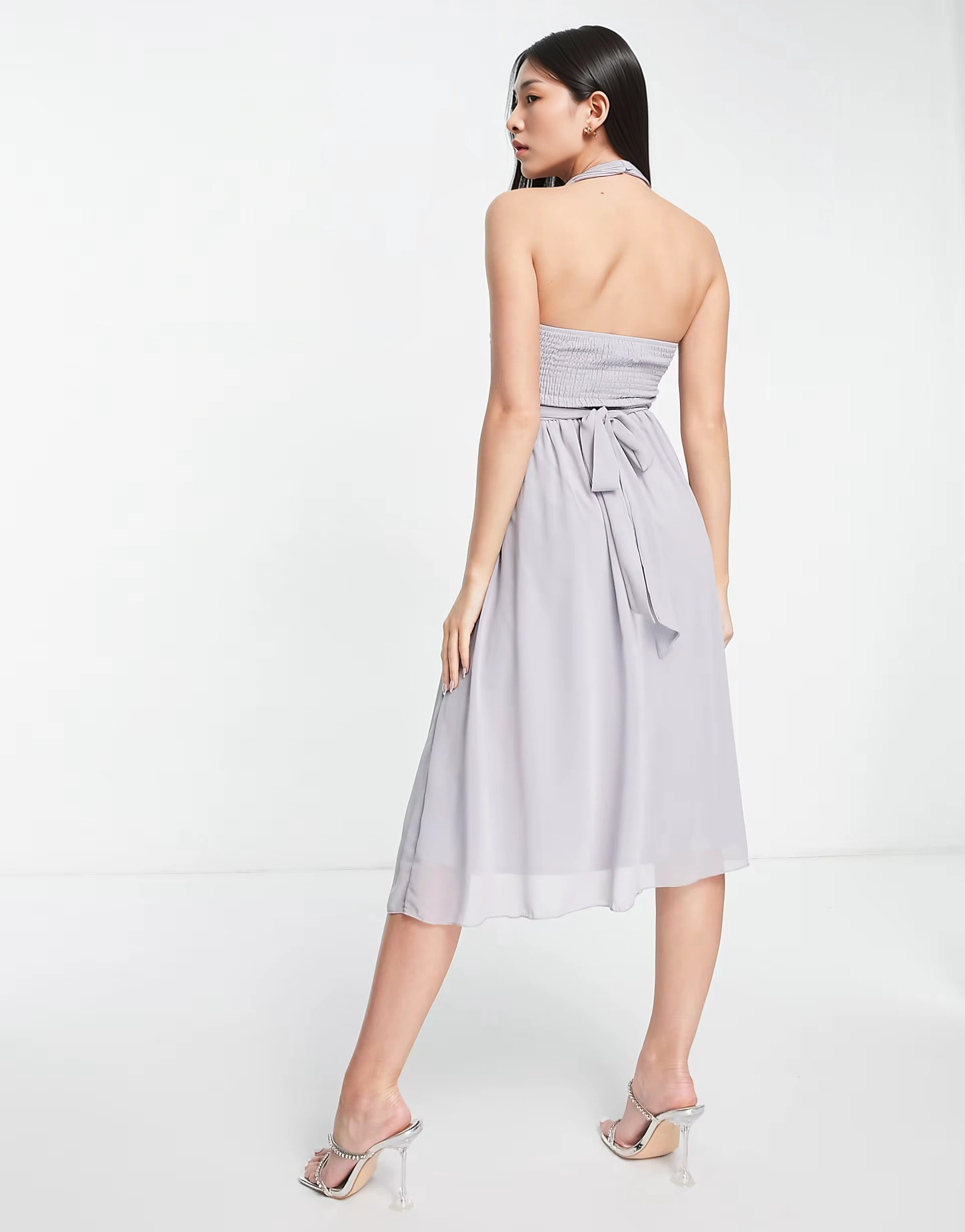 Little Mistress Womens Bridesmaid Cross Over Halter Neck Dress in Blue