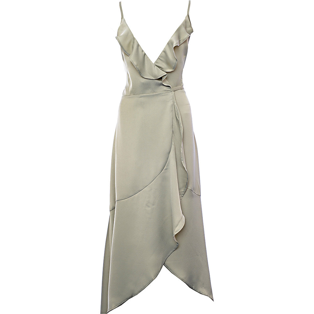 TFNC Women&#39;s Sage Green Satin Wrap Dress