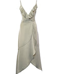 TFNC Women's Sage Green Satin Wrap Dress