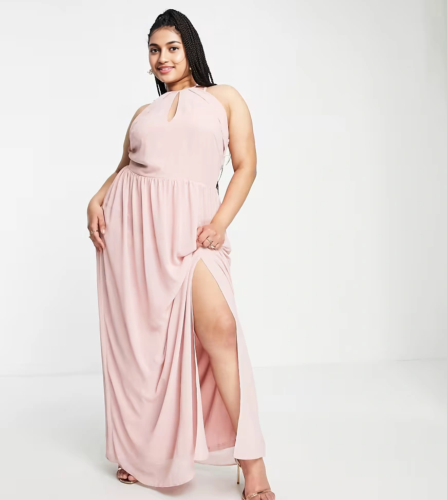 TFNC Womens Plus Bridesmaid Strappy Back Halter In Orange