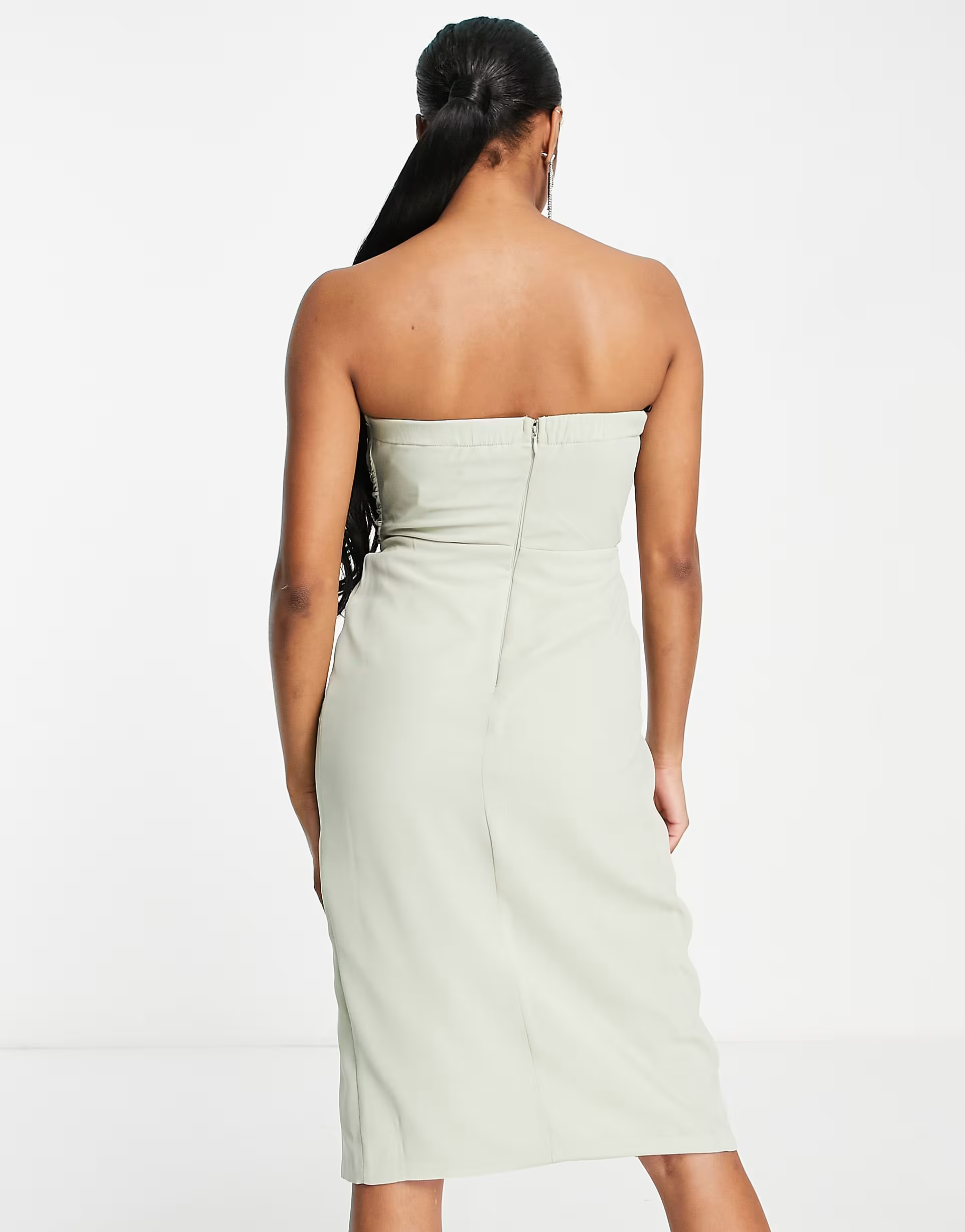 TFNC Womens Petite Bridesmaid Noee Bandeau Wrap Dress in Sage Green