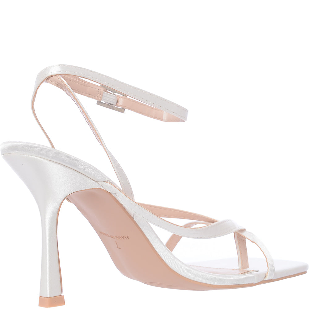 Be Mine Women's Ivory Bridal Wide Fit Celiah Toepost Heel Sandals