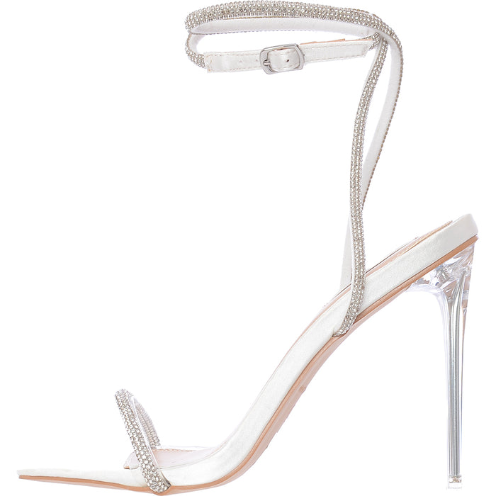 Be Mine Women's Ivory Bridal Emberly Clear Heeled Sandals With Diamante Detail