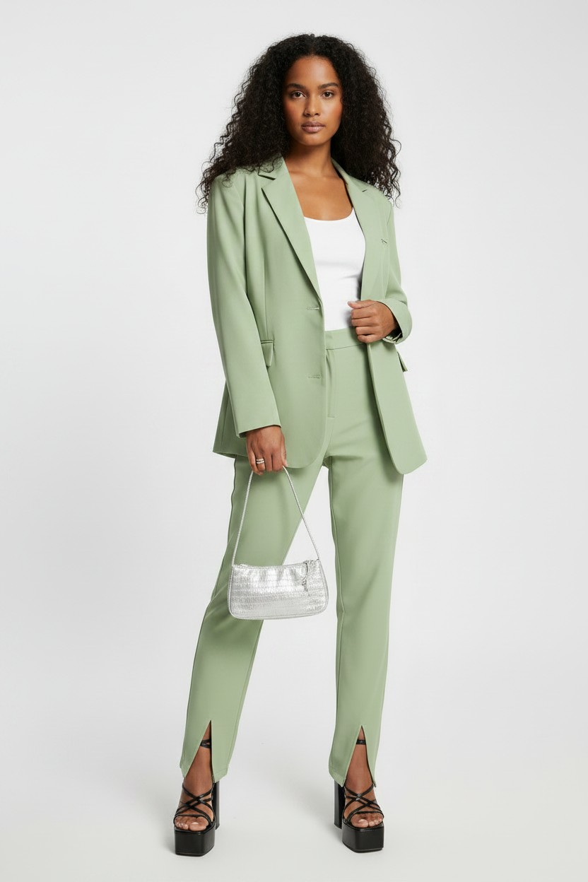 4Th & Reckless Blazer Co Ord in Green