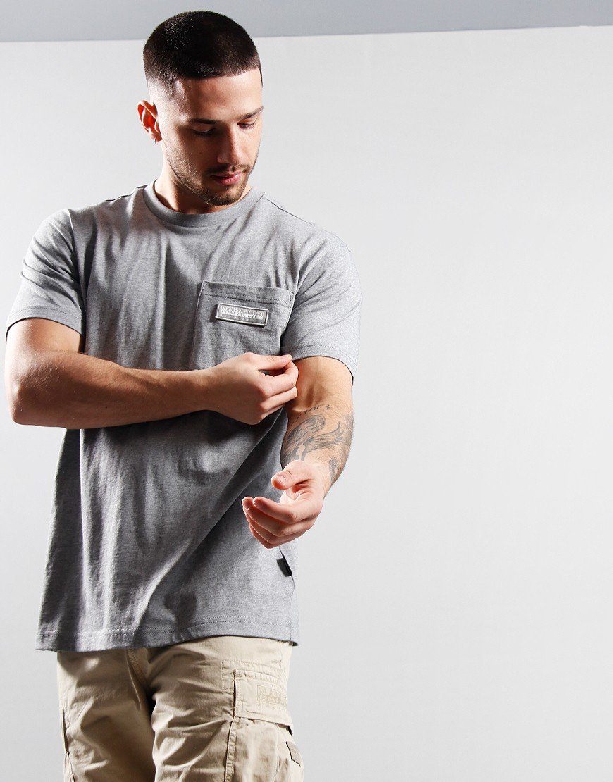 Mens Napapijri Morgex T-Shirt In Light Grey