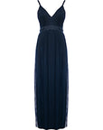 Anaya With Love Women's Navy Bridesmaid Petite Tulle Plunge Front Maxi Dress