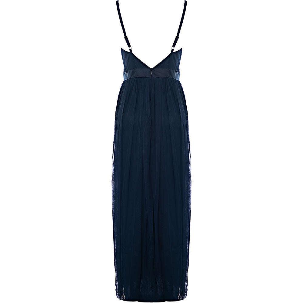 Anaya With Love Women&#39;s Navy Bridesmaid Tulle Plunge Front Maxi Dress