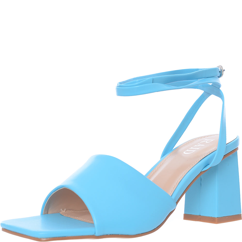 Raid Women's Naya Tie Ankle Mid Heeled Sandals in Blue