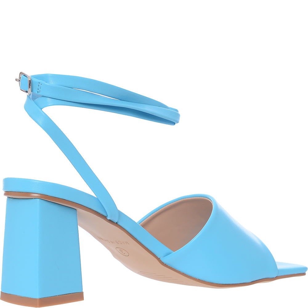 Raid Women's Naya Tie Ankle Mid Heeled Sandals in Blue