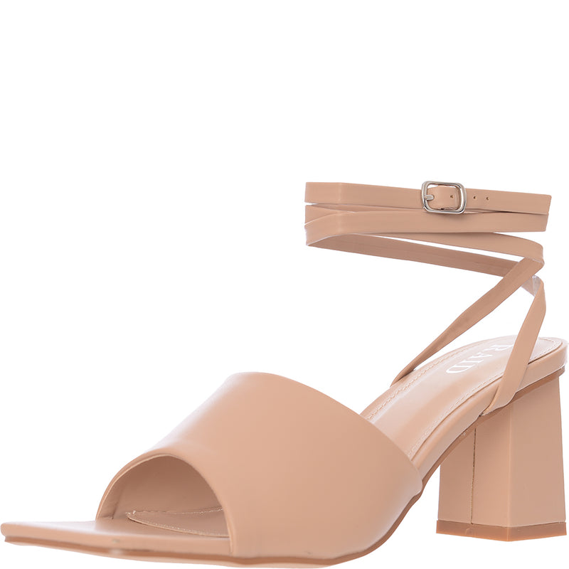 Raid Womens Naya Tie Ankle Mid Heeled Sandals In Beige