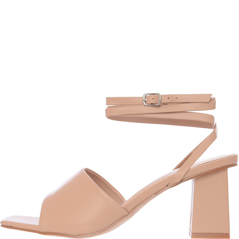 Raid Womens Naya Tie Ankle Mid Heeled Sandals In Beige