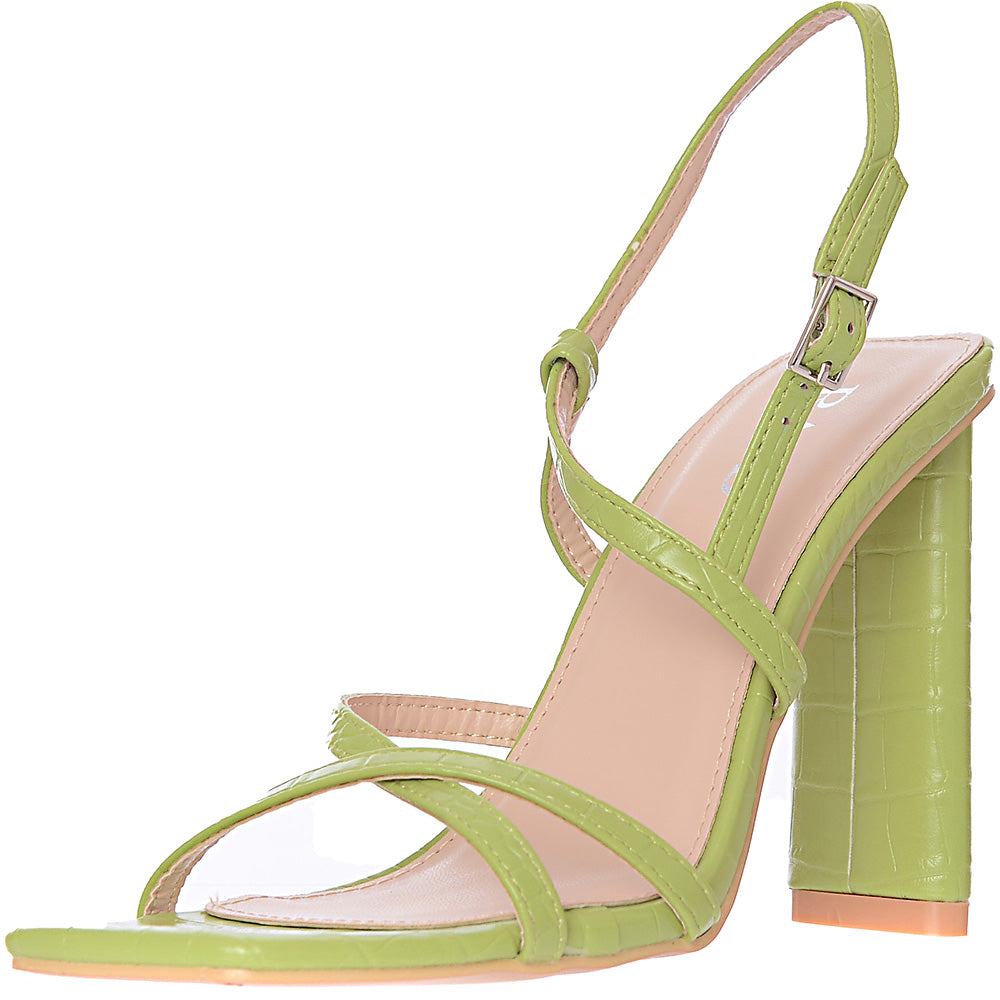 Raid Womens Adriel Strappy Heeled Sandals In Lime Croc