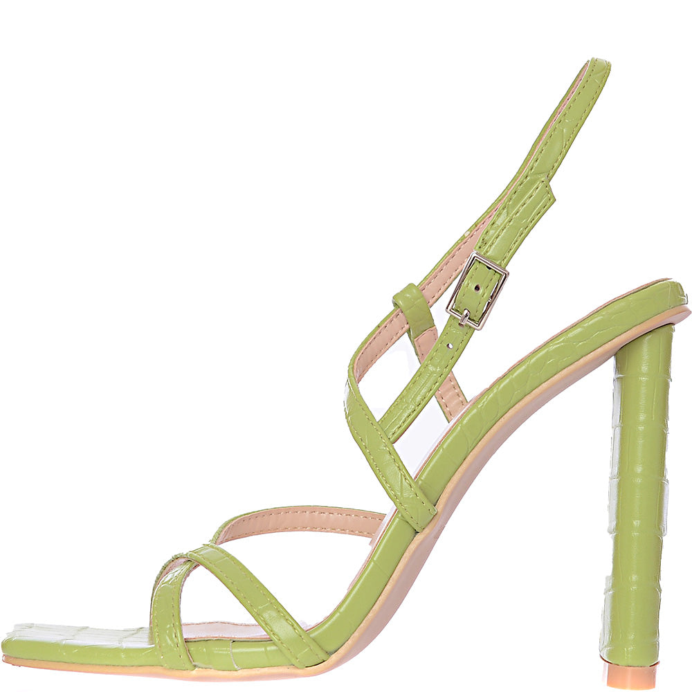 Raid Womens Adriel Strappy Heeled Sandals In Lime Croc