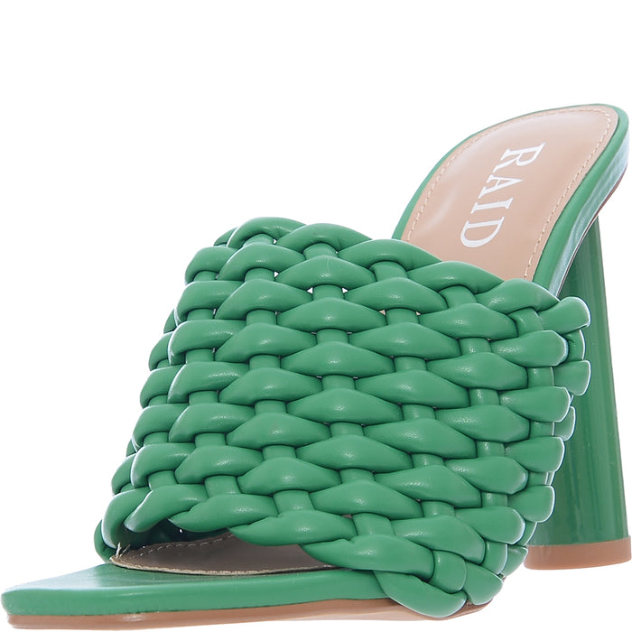 Raid Women's Green Knottie Mule Heeled Sandals