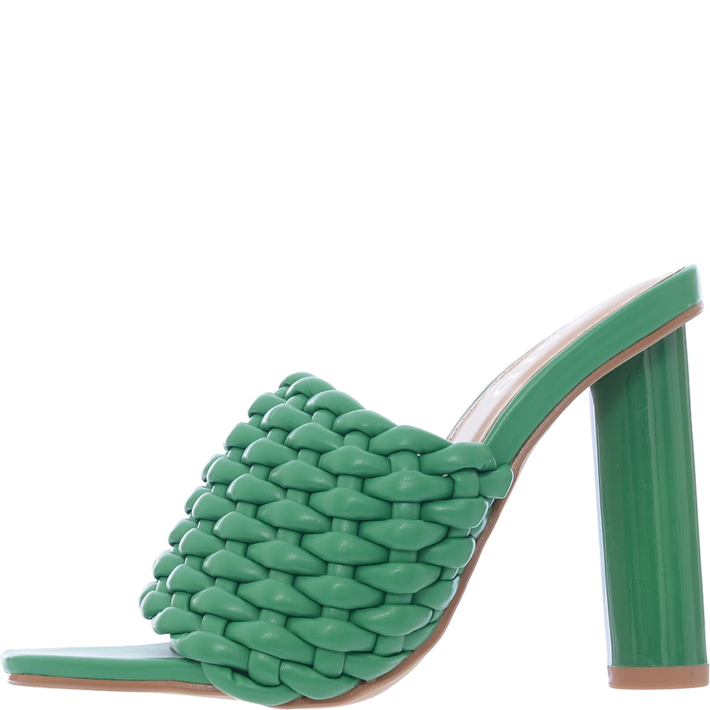 Raid Women&#39;s Green Knottie Mule Heeled Sandals