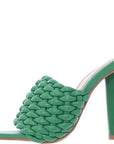 Raid Women's Green Knottie Mule Heeled Sandals