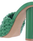 Raid Women's Green Knottie Mule Heeled Sandals