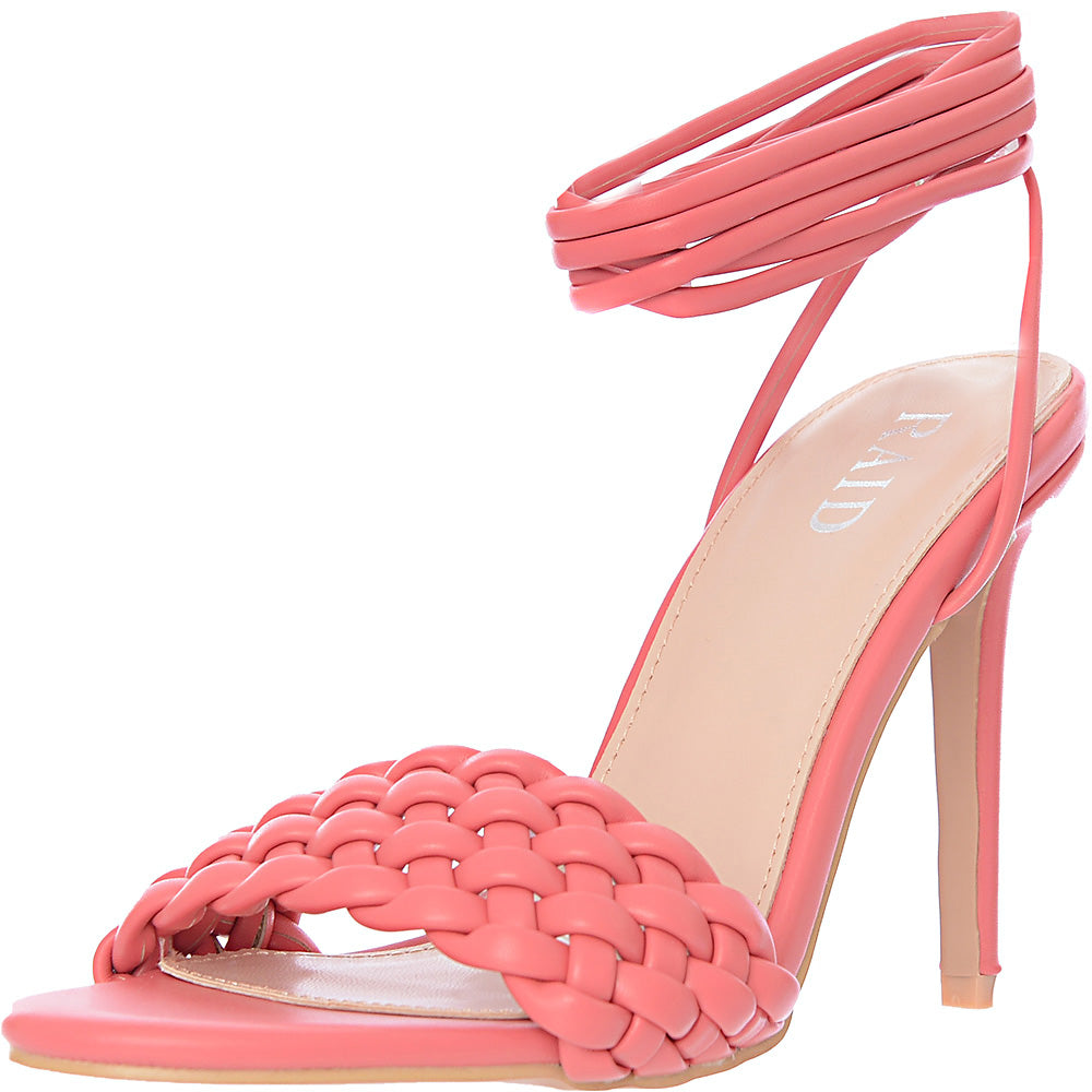 Raid Women's Pink Garry Plait Strap Heeled Sandals