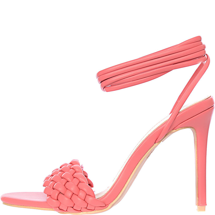 Raid Women's Pink Garry Plait Strap Heeled Sandals