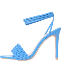 Raid Women's Blue Garry Plait Strap Heeled Sandals