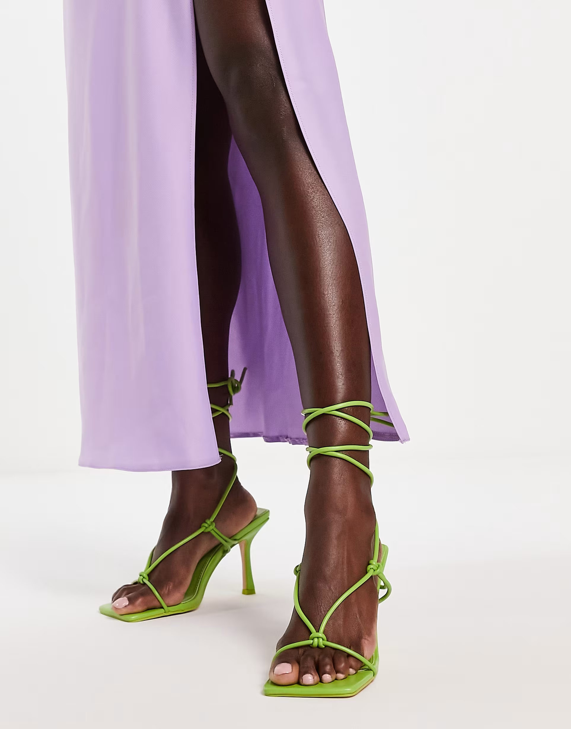 Public Desire Womens Harriet Heel Sandals With Ankle Tie in Lime Green