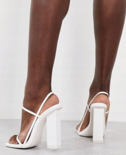 Public Desire Womens Halley Block Heel Barely There Sandals In White