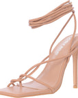 Public Desire Women's Beige Zing Tie Leg Heel Sandals