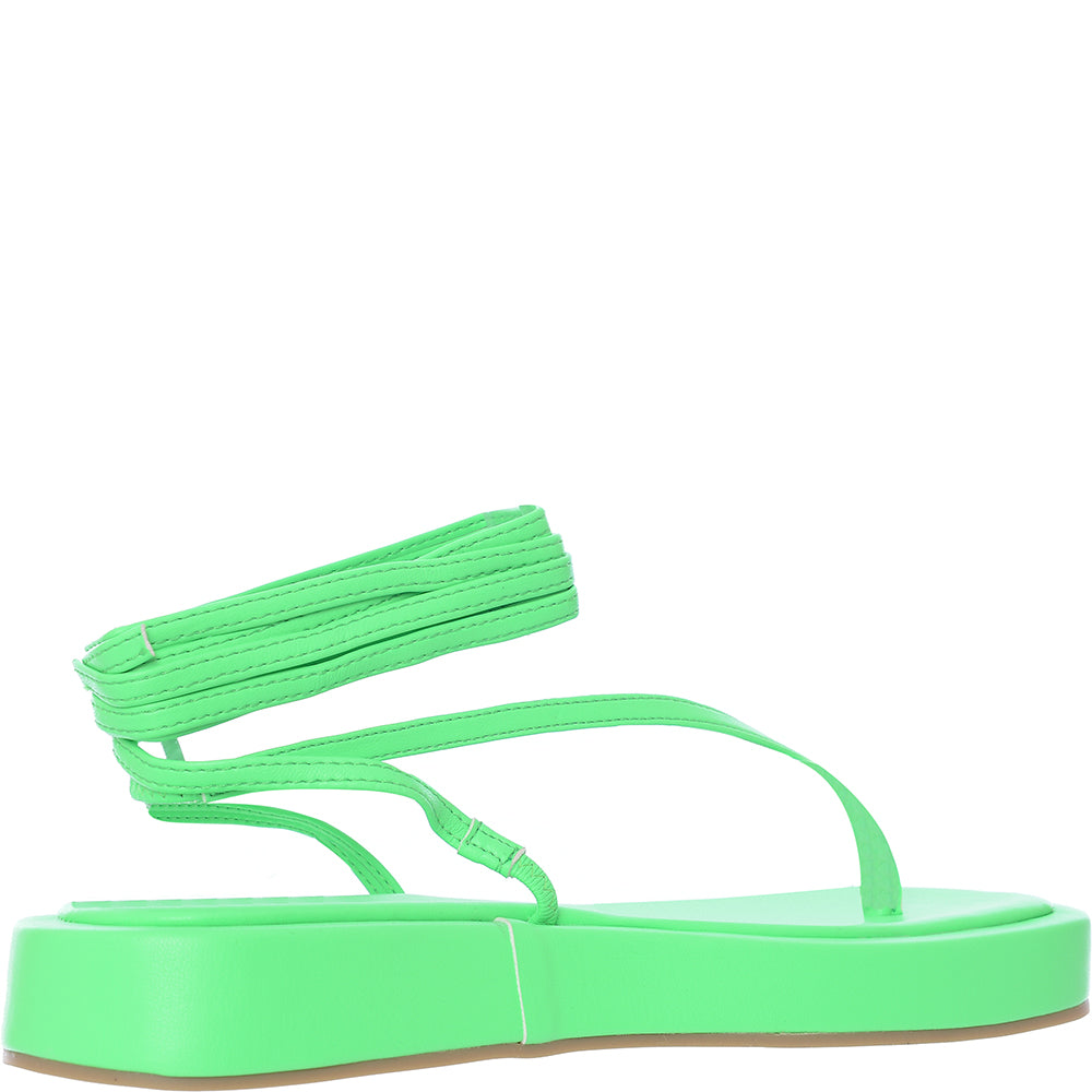 Public Desire Women's Neon Green Beachbabe Flatform Sandals