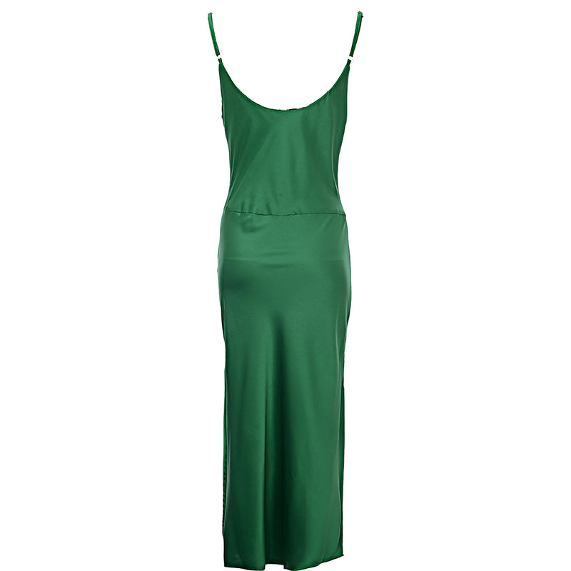 Ax Paris Womens Satin Slip Dress In Green