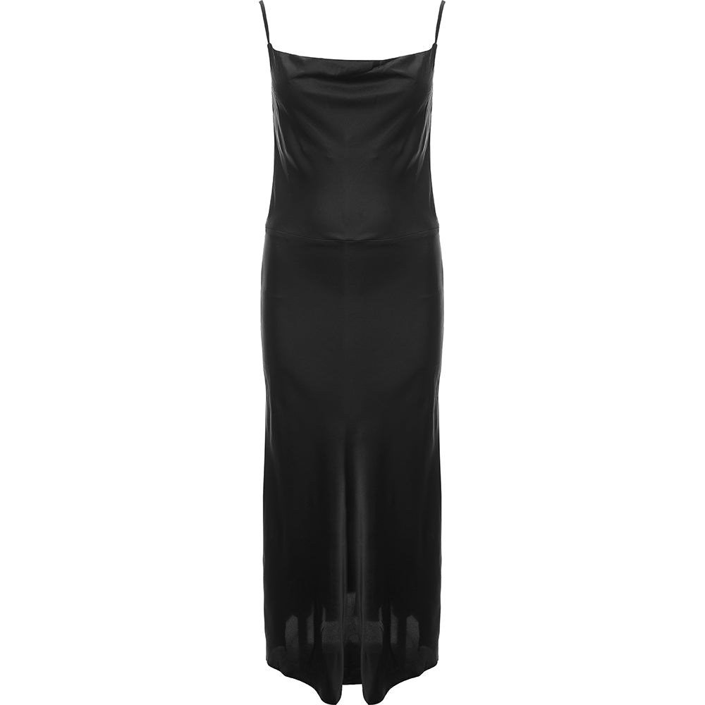 AX Paris Women's Black Cowl Neck Satin Slip Dress