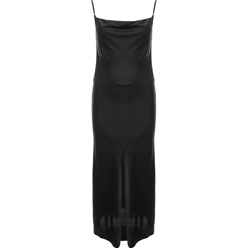 AX Paris Women's Black Cowl Neck Satin Slip Dress