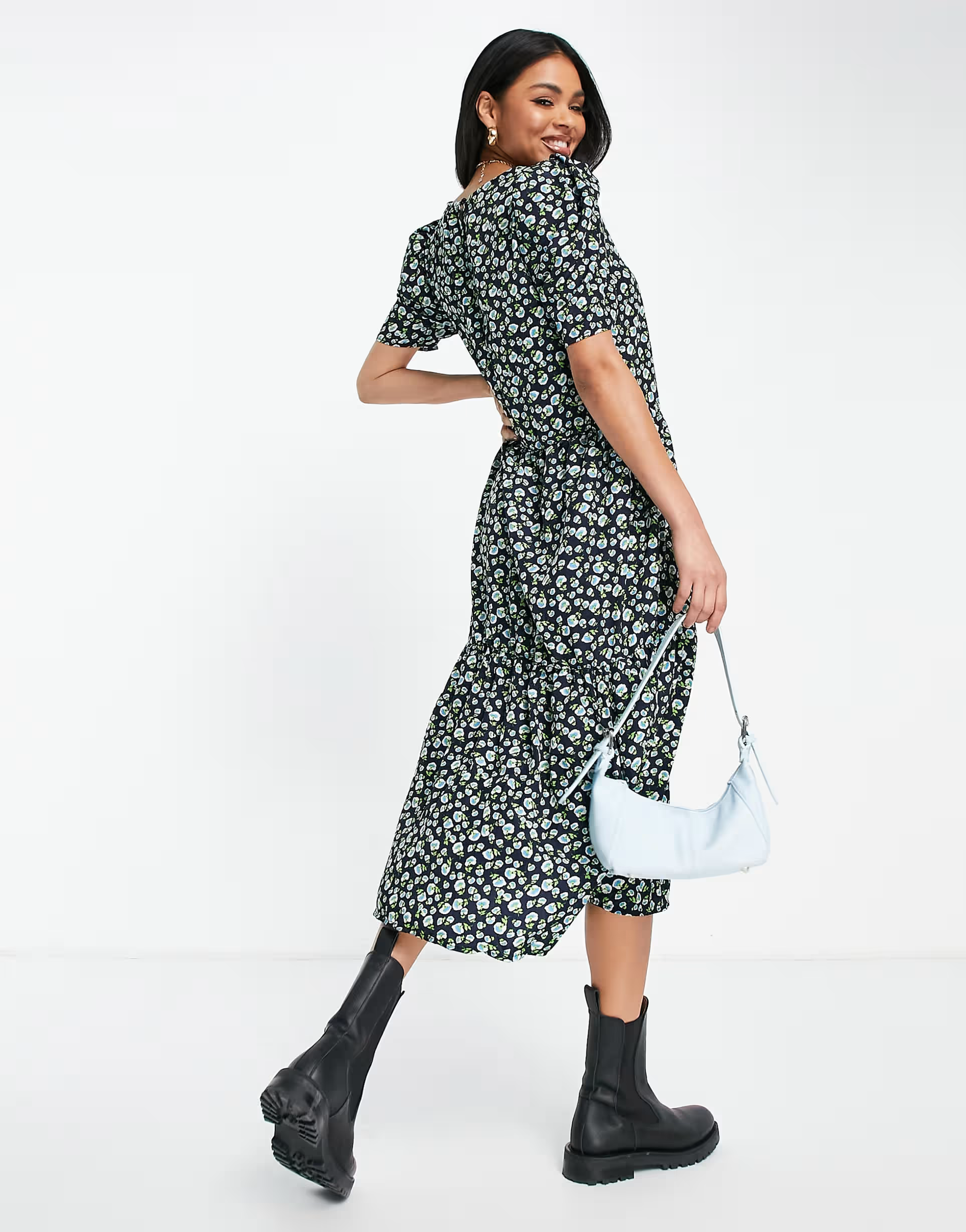 AX Paris Womens Midi Dress in Navy & Green Floral