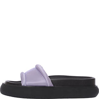 Public Desire Women's Lilac Satin Wide Fit Woke Flatform Slides