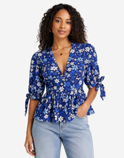 Influence Womens Tea Blouse In Bold Floral Print